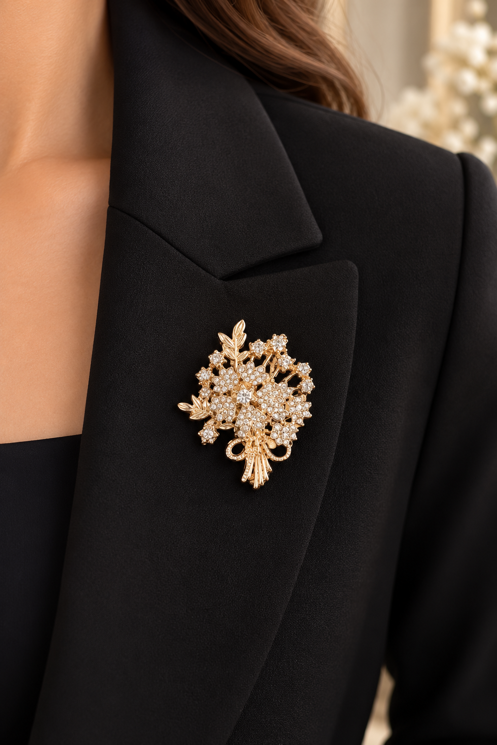 Goldene Blumenbrosche mit Perlen & Strass – Elegante Vintage Anstecknadel | 3 Designs