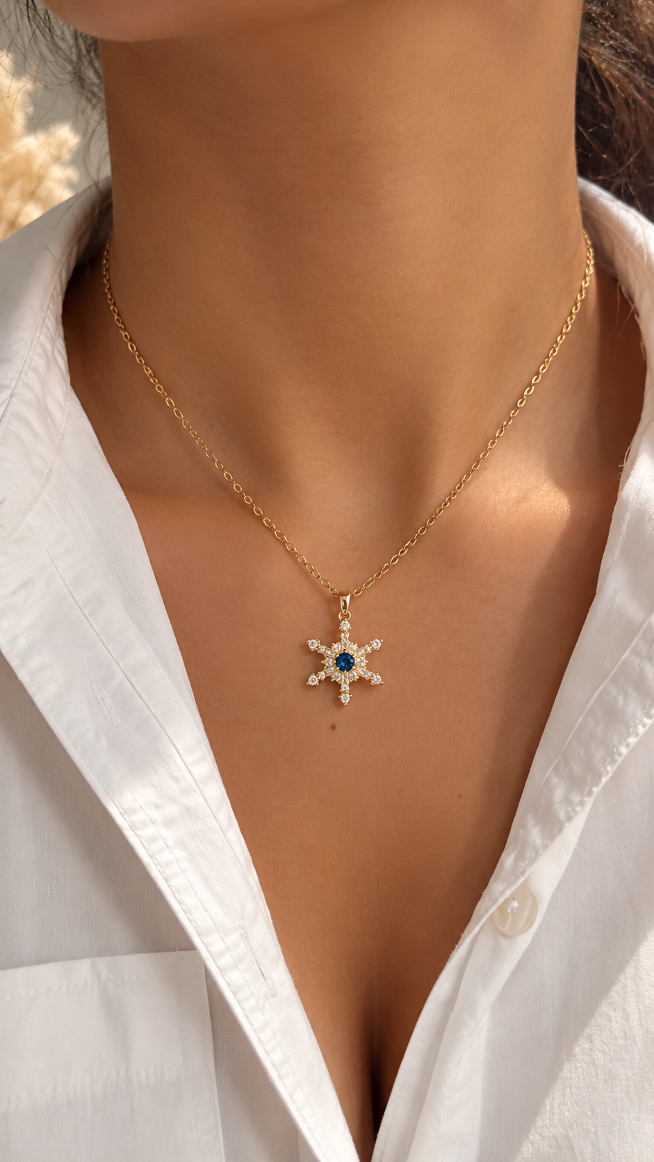Schneeflocken Halskette Edelstahl – Gold & Silber | Zirkonia Kette