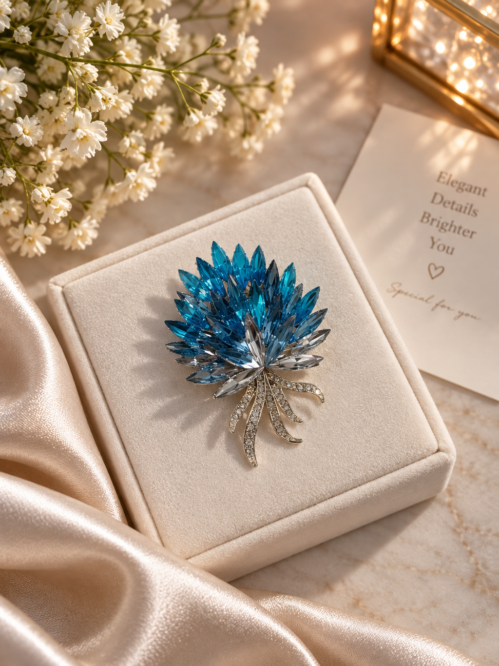Kristall Blumen Brosche Damen | Statement Brosche Blau & Lila