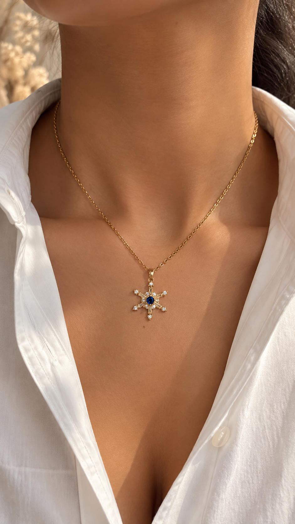 Schneeflocken Halskette Edelstahl – Gold & Silber | Zirkonia Kette