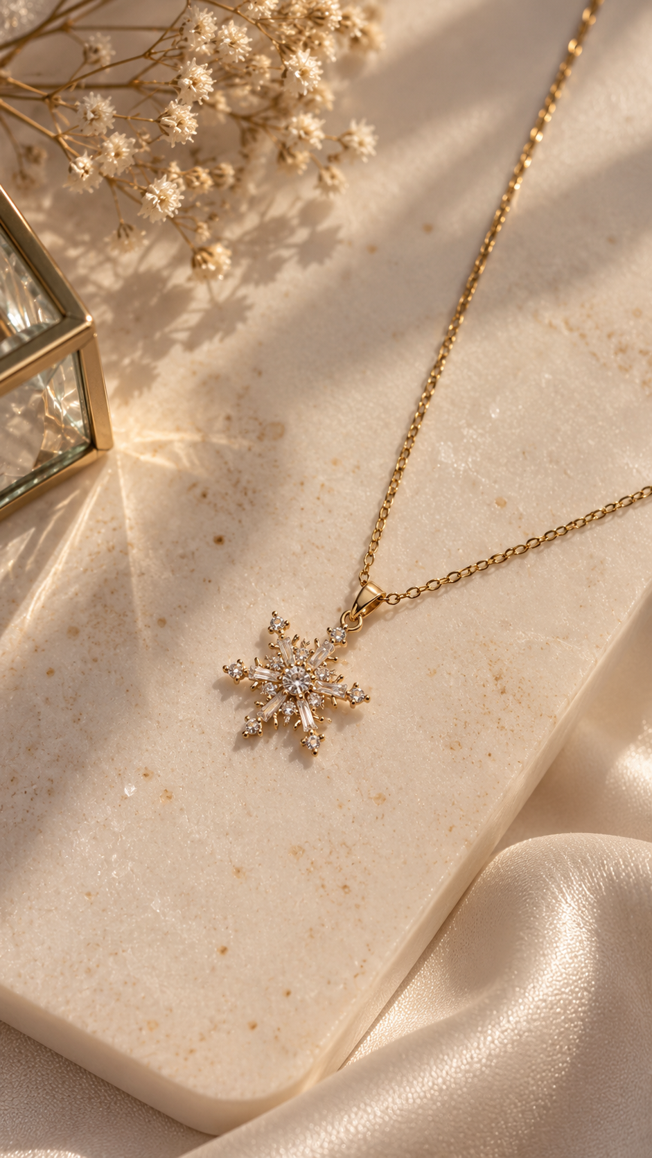 Schneeflocken Halskette Edelstahl – Gold & Silber | Zirkonia Kette