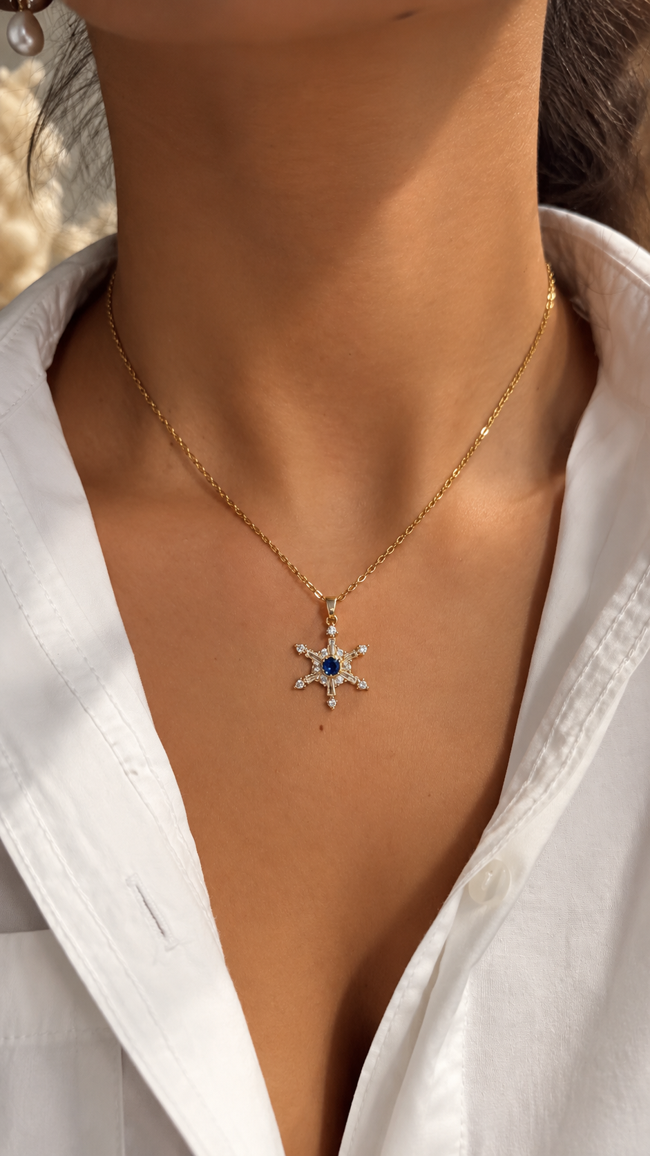 Schneeflocken Halskette Edelstahl – Gold & Silber | Zirkonia Kette