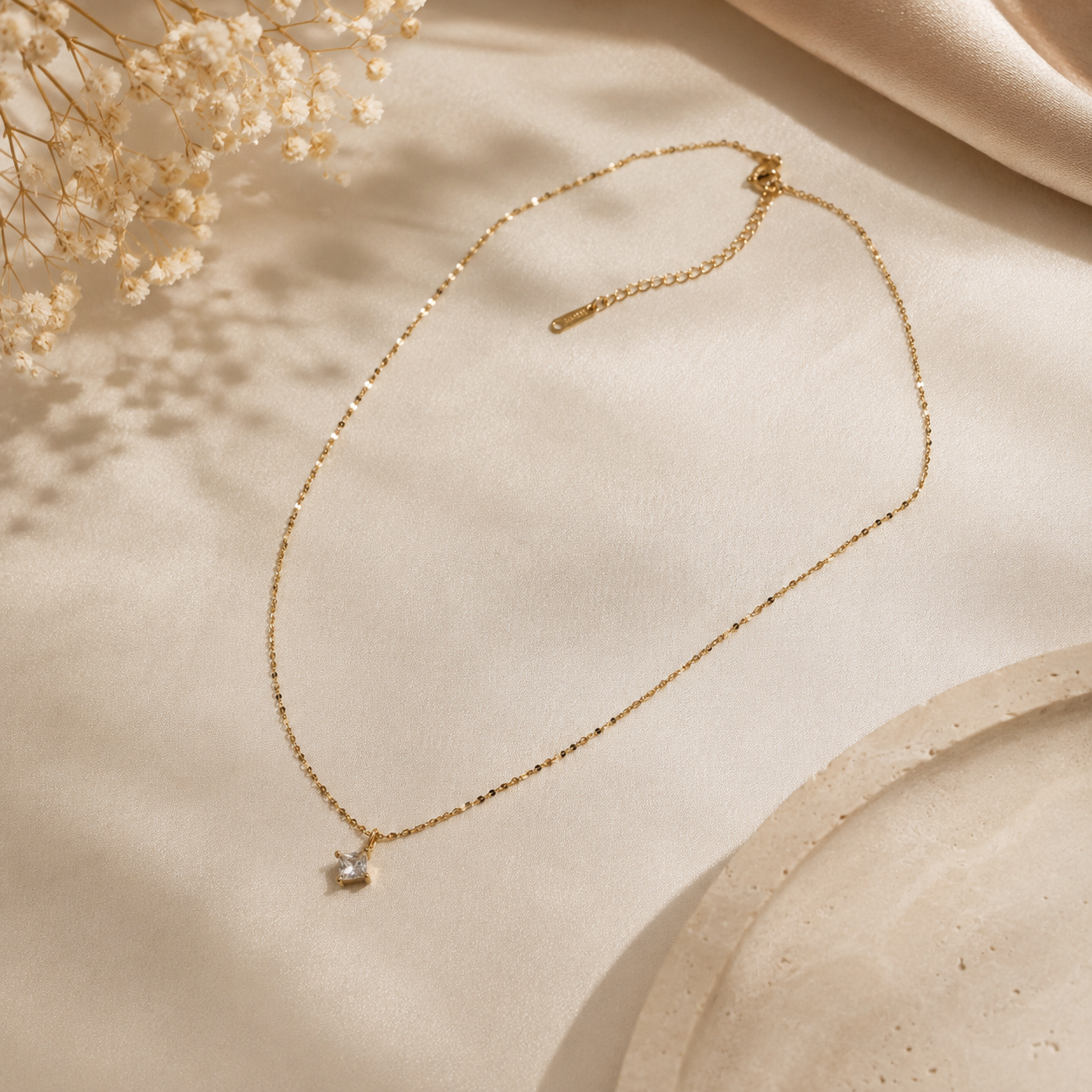 Zirkonia Halskette Damen Gold – Edelstahl 18K vergoldet | Minimalistische Kette