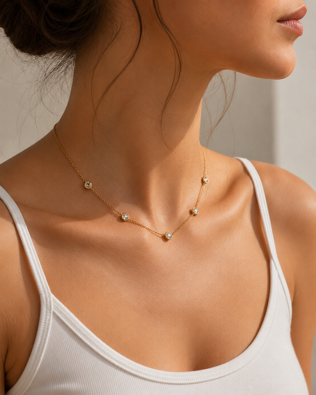Zirkonia Halskette Damen – Edelstahl Gold & Silber | Feine Kette