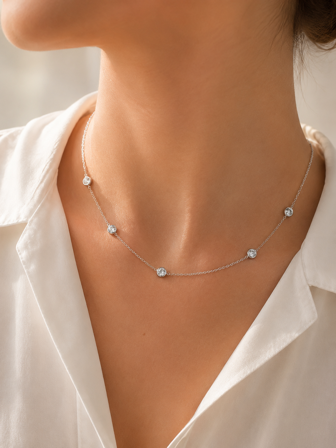 Zirkonia Halskette Damen – Edelstahl Gold & Silber | Feine Kette