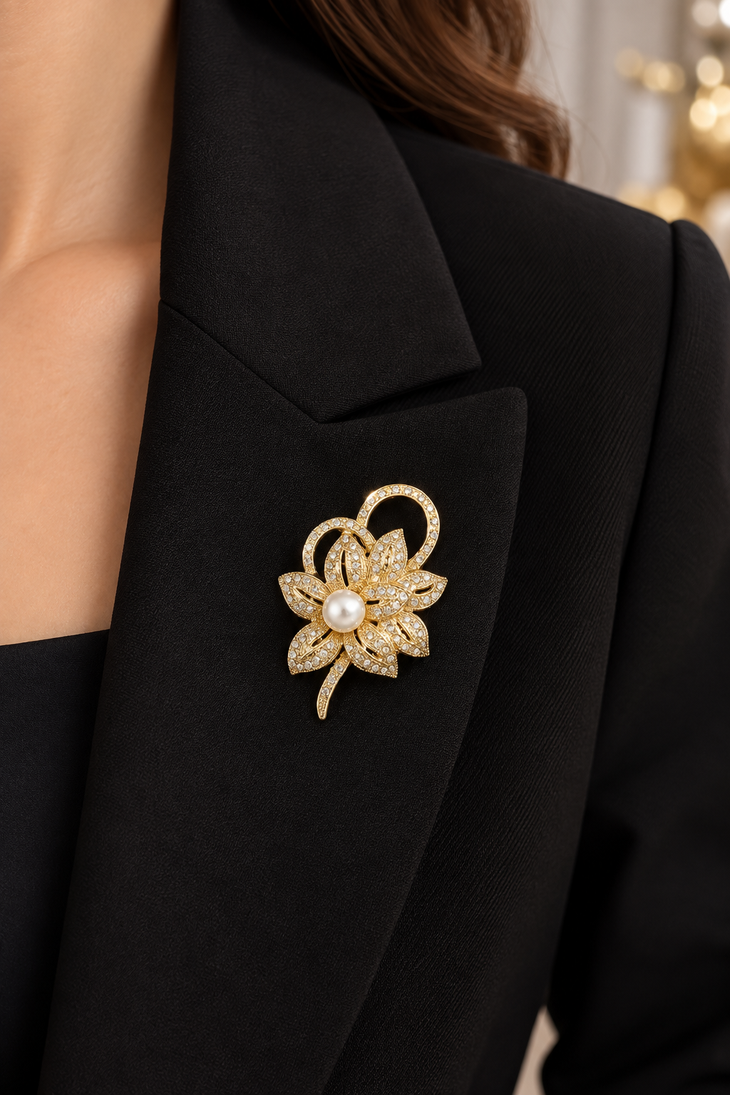 Goldene Blumenbrosche mit Perlen & Strass – Elegante Vintage Anstecknadel | 3 Designs