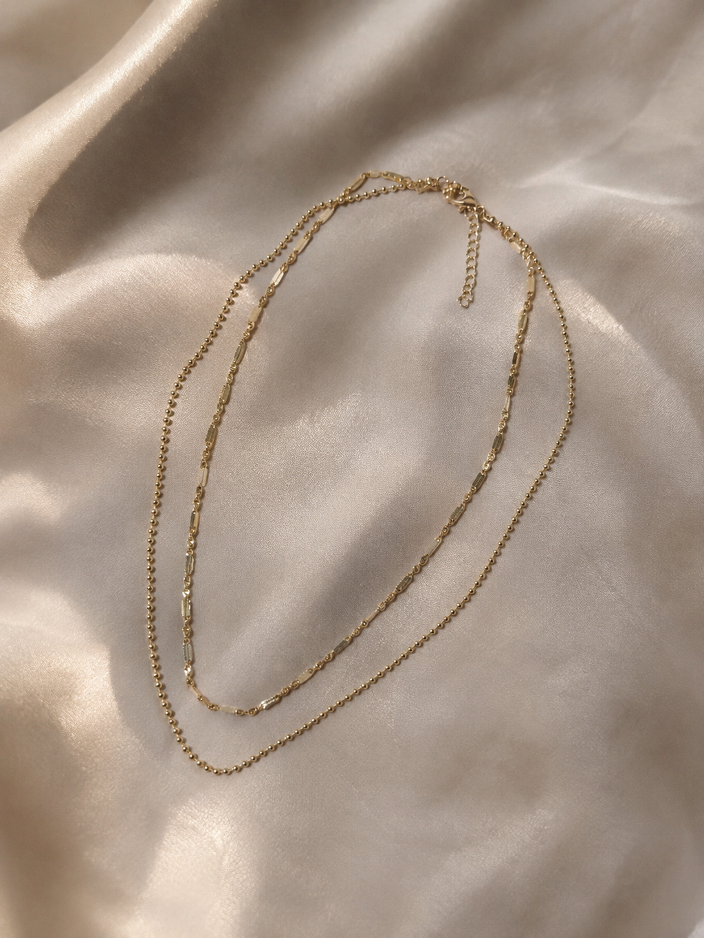 Layering Halskette Gold mit Stern – 2 Doppelkette | Edelstahl 14K vergoldet