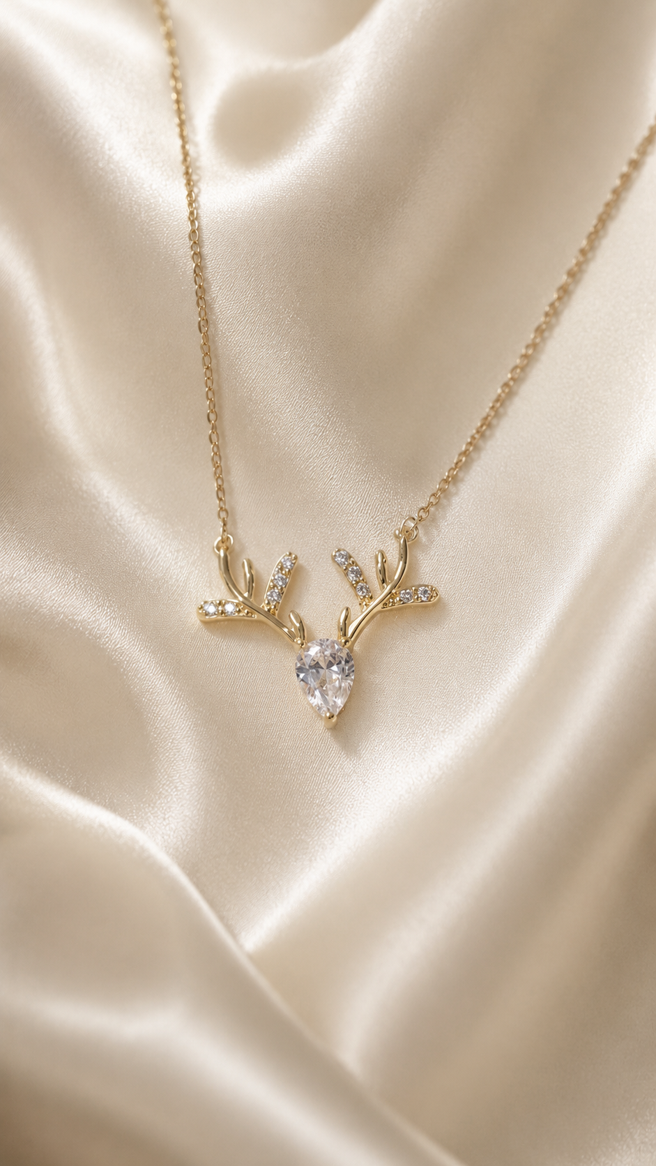 Zirkonia Geweih Halskette Gold – Edelstahl 18K vergoldet