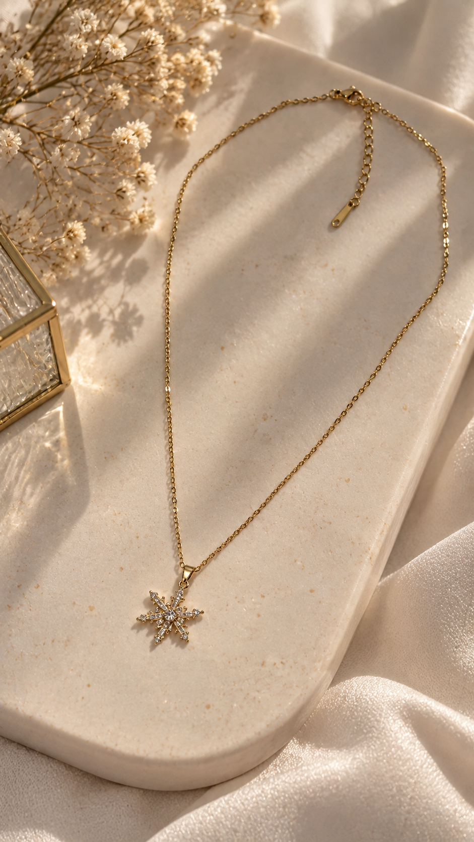 Schneeflocken Halskette Edelstahl – Gold & Silber | Zirkonia Kette