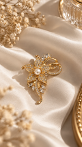 Goldene Blumenbrosche mit Perlen & Strass – Elegante Vintage Anstecknadel | 3 Designs