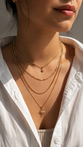 Layering Halskette Gold mit Stern – 2 Doppelkette | Edelstahl 14K vergoldet