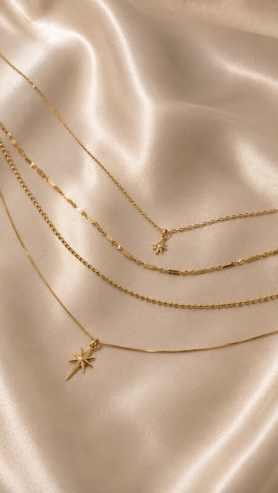 Layering Halskette Gold mit Stern – 2 Doppelkette | Edelstahl 14K vergoldet