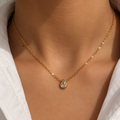 Tropfen Halskette Gold mit Zirkonia | Filigrane Edelstahl Kette