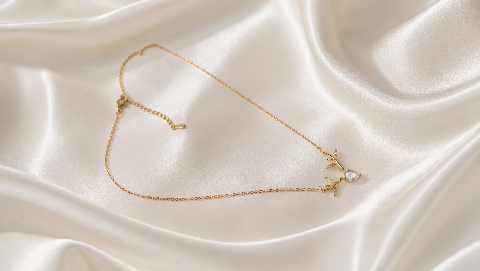 Zirkonia Geweih Halskette Gold – Edelstahl 18K vergoldet