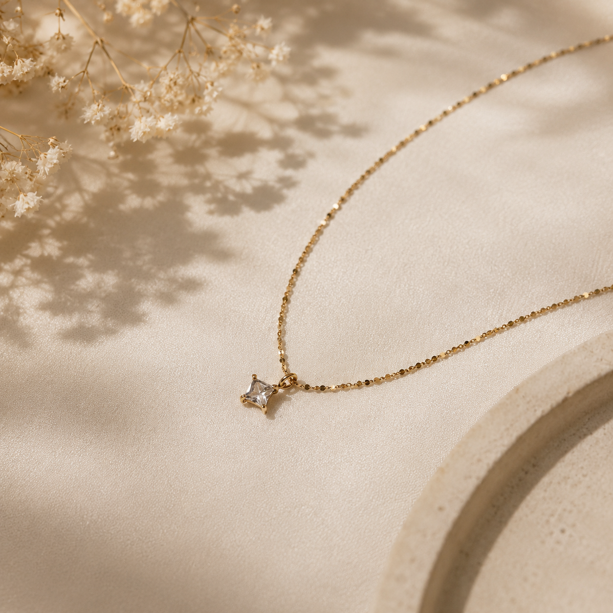Zirkonia Halskette Damen Gold – Edelstahl 18K vergoldet | Minimalistische Kette