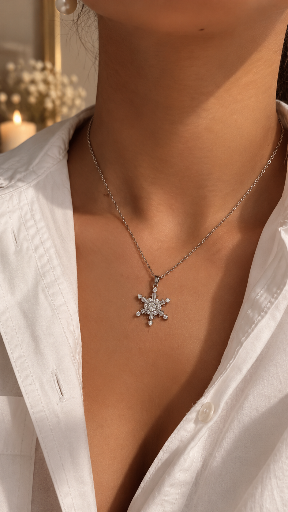 Schneeflocken Halskette Edelstahl – Gold & Silber | Zirkonia Kette
