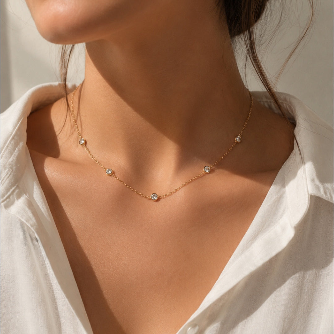 Zirkonia Halskette Damen – Edelstahl Gold & Silber | Feine Kette