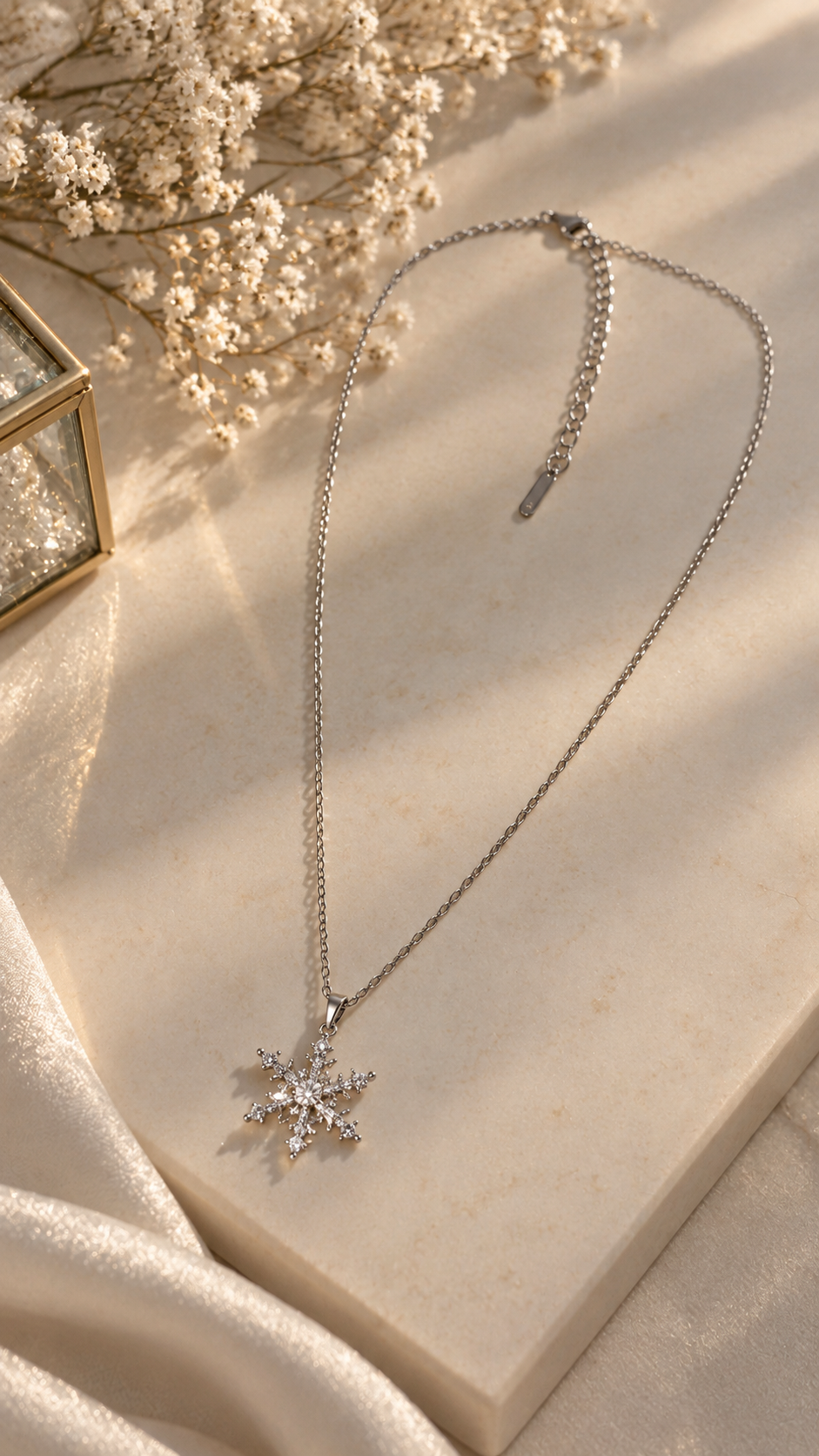 Schneeflocken Halskette Edelstahl – Gold & Silber | Zirkonia Kette