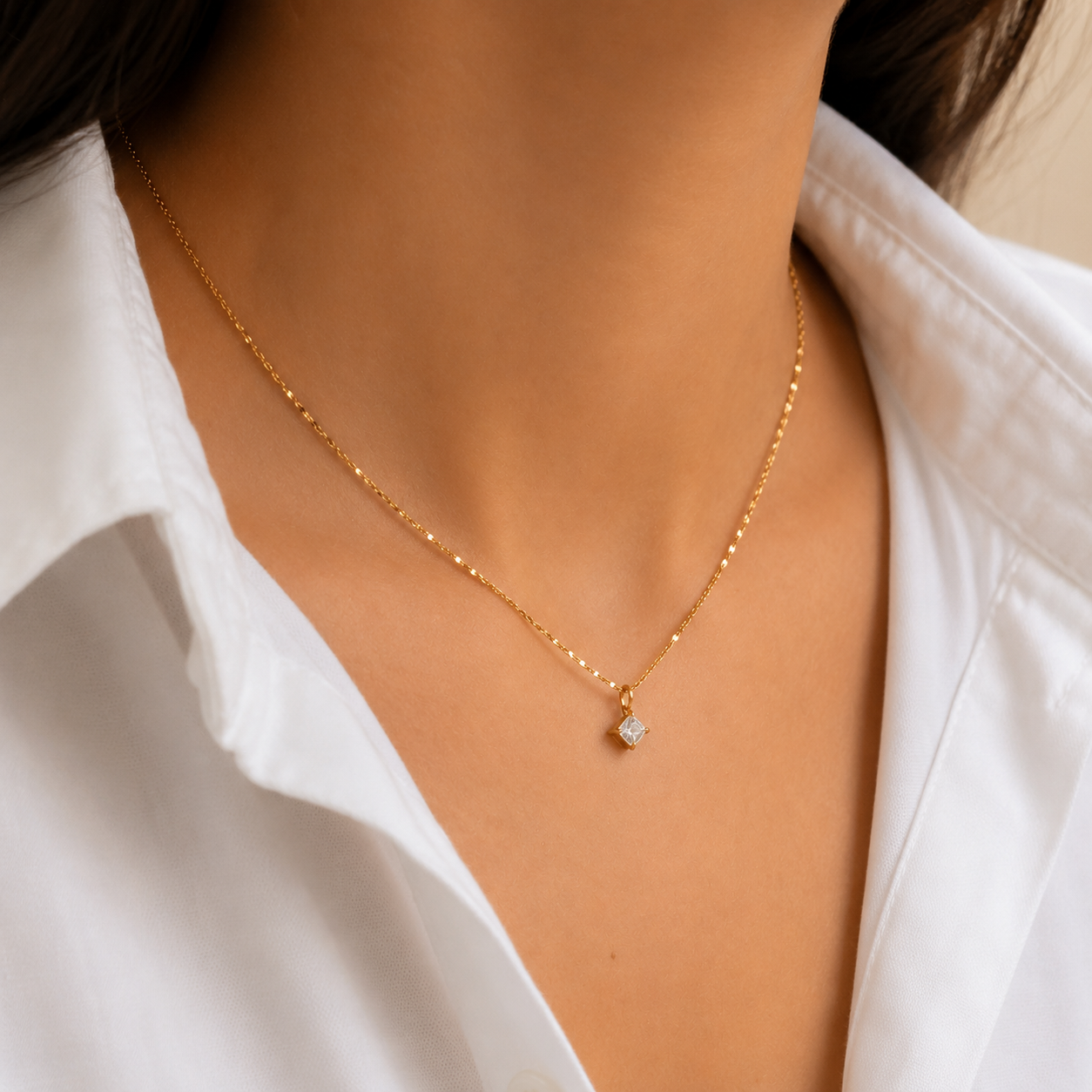 Zirkonia Halskette Damen Gold – Edelstahl 18K vergoldet | Minimalistische Kette