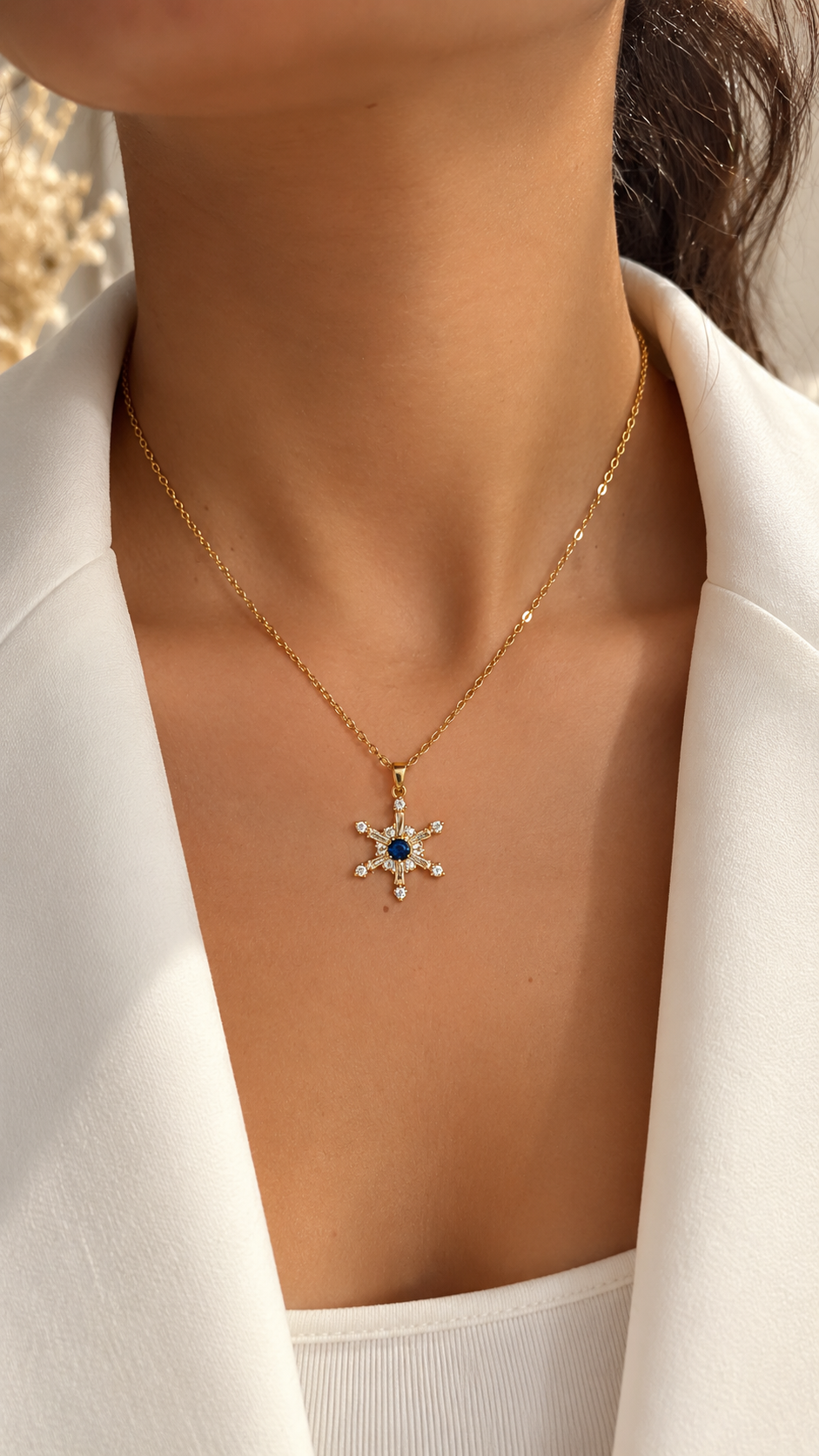 Schneeflocken Halskette Edelstahl – Gold & Silber | Zirkonia Kette