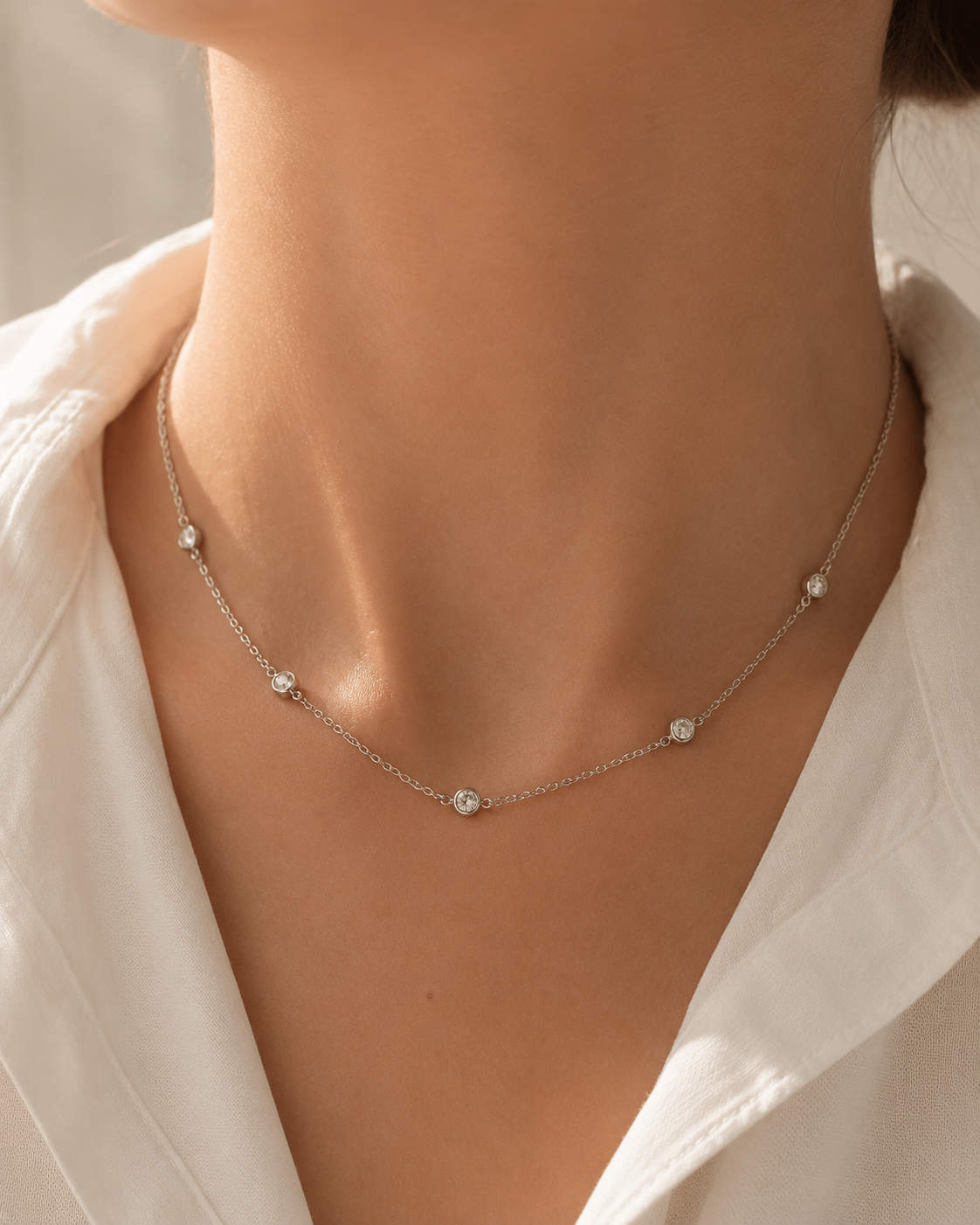 Zirkonia Halskette Damen – Edelstahl Gold & Silber | Feine Kette