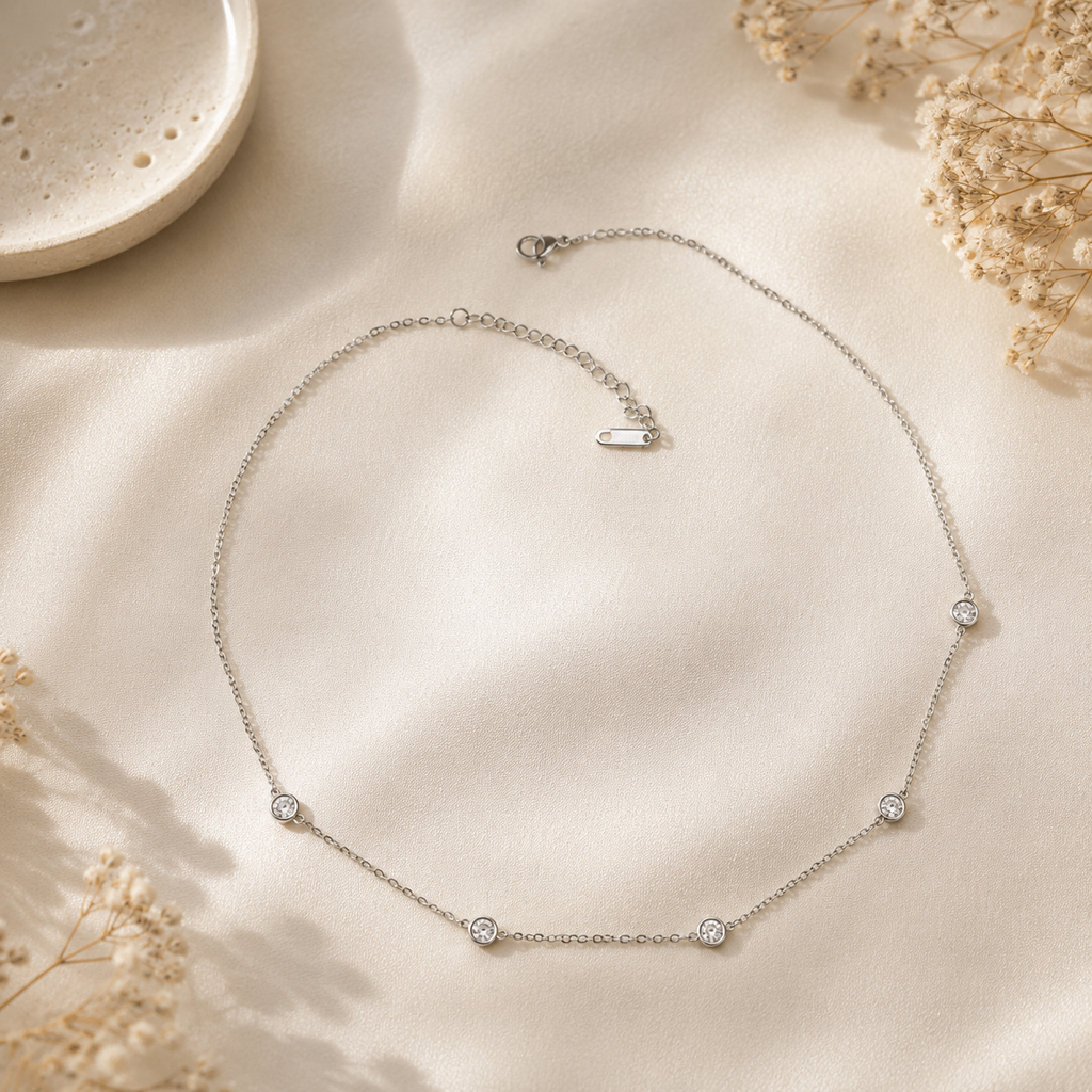 Zirkonia Halskette Damen – Edelstahl Gold & Silber | Feine Kette