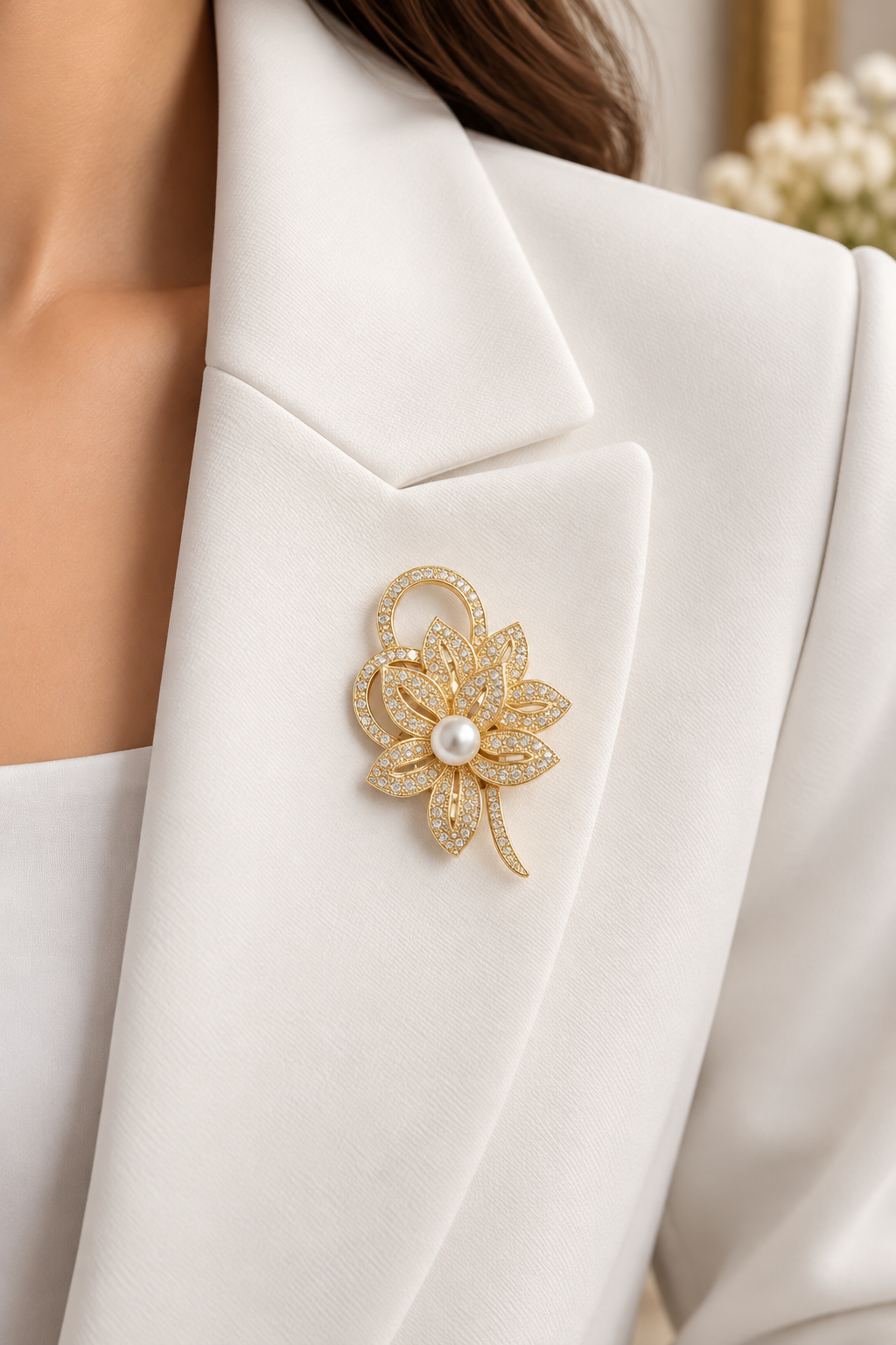 Goldene Blumenbrosche mit Perlen & Strass – Elegante Vintage Anstecknadel | 3 Designs