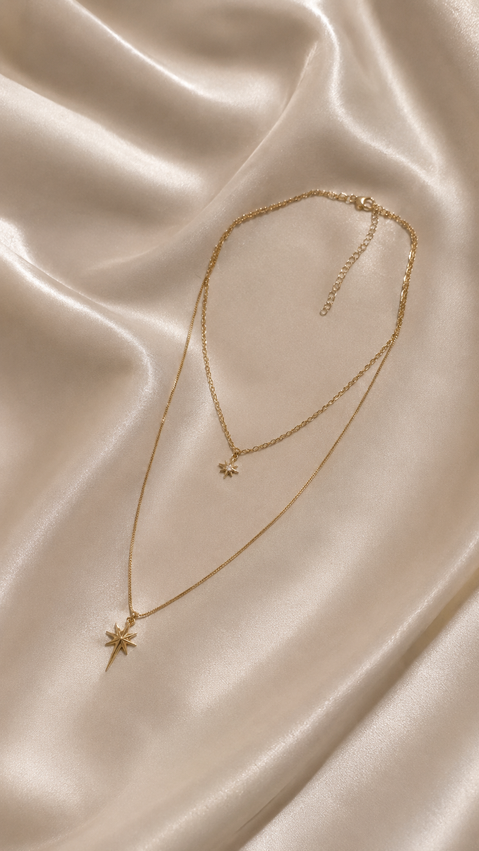 Layering Halskette Gold mit Stern – 2 Doppelkette | Edelstahl 14K vergoldet