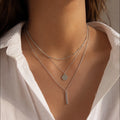 3-reihige Layering Halskette Silber – Edelstahl Kette mit Anhängern