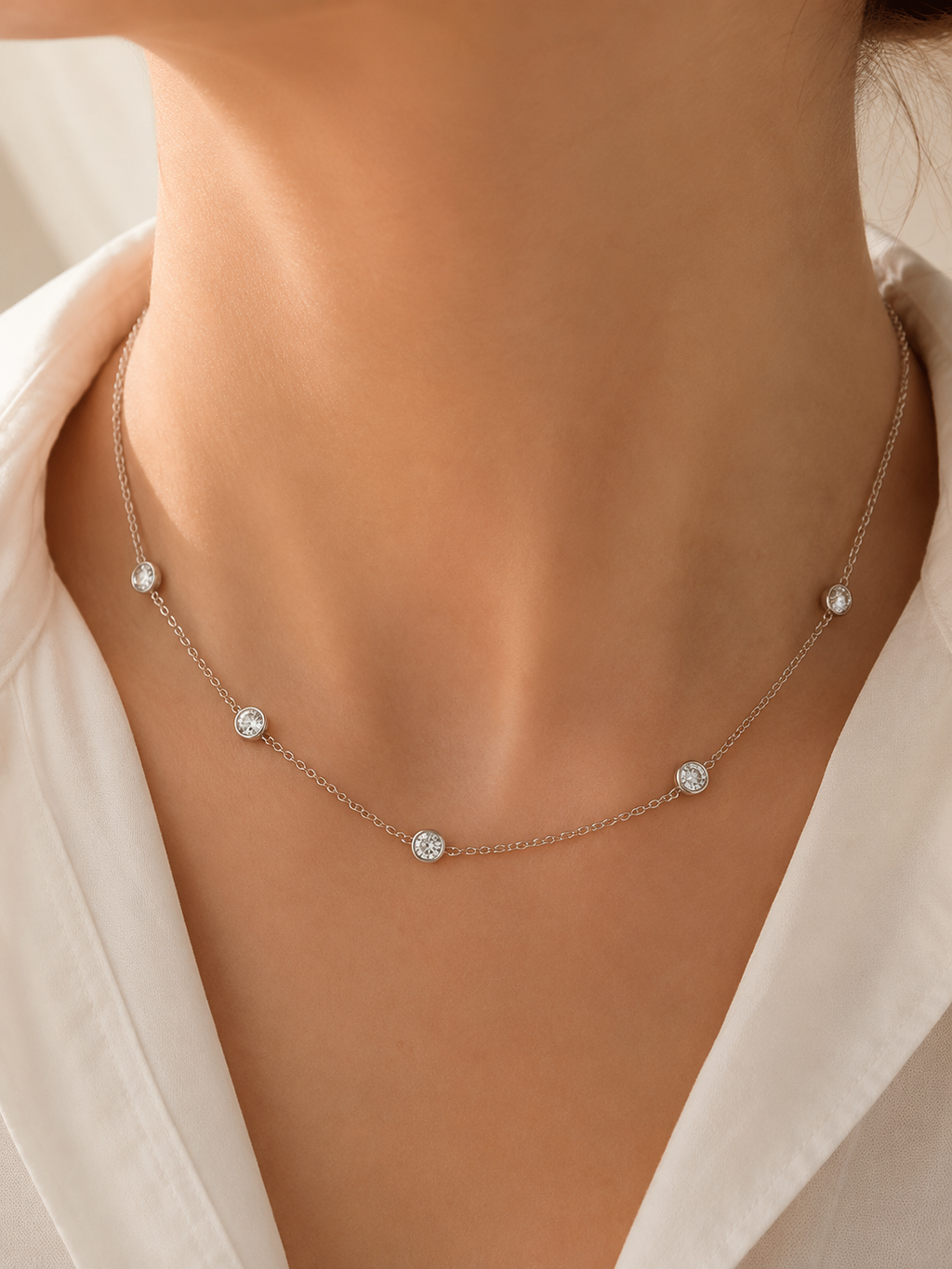 Zirkonia Halskette Damen – Edelstahl Gold & Silber | Feine Kette